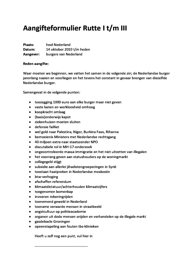 Voorgedrukt aangifteformulier